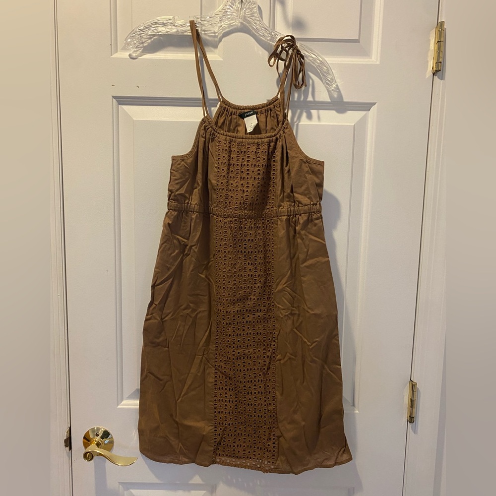 J. Crew Dress Womens Small Brown Eyelet Sleeveless Dress